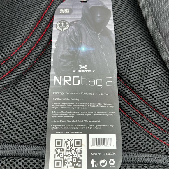 Ghostek NRGbag 2  Black Tech Backpack NWT - Picture 4 of 16